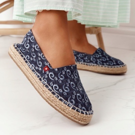 Espadrile pe o platformă împletită Big Star AA274628 Blue Navy bej albastru marin 1