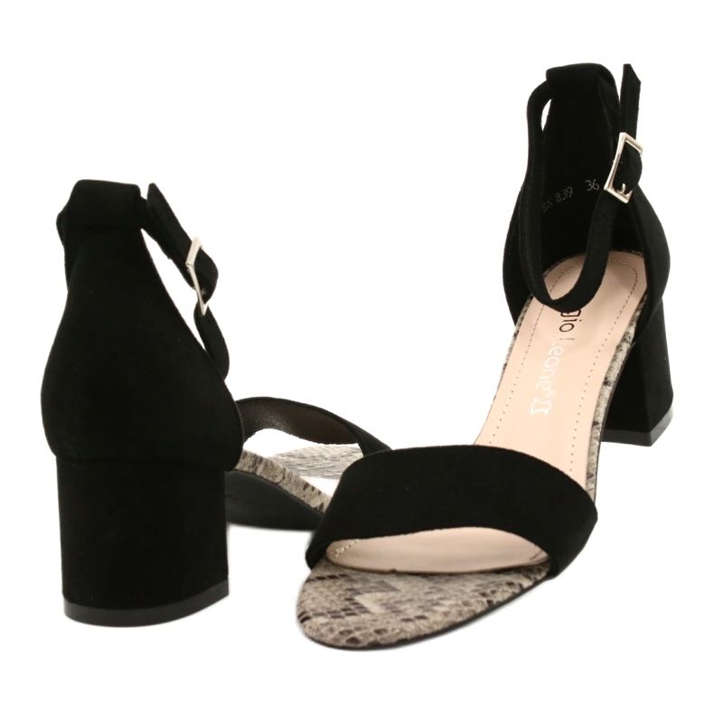 Sandale pe un post scăzut Sergio Leone SK839 bej maro negru 4