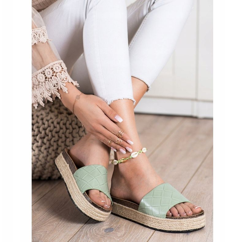 SHELOVET Papuci pe platformă verde 1