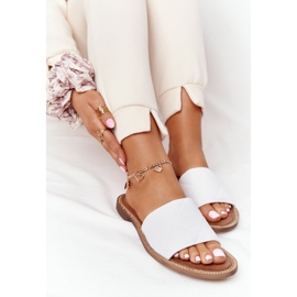 Papuci din piele cu matlasare Nicole 2650 White alb 1