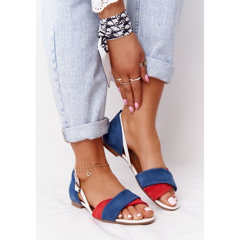 Sandale din piele Maciejka 04614-17 Albastru-roșu 1