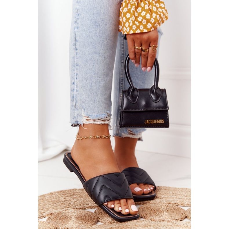 Papuci din piele cu matlasare S.Barski 331-42 Negru 1