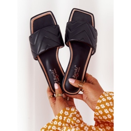 Papuci din piele cu matlasare S.Barski 331-42 Negru 2