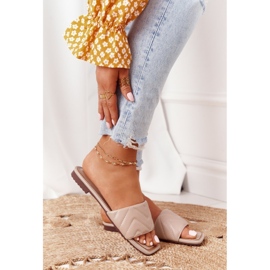 S.Barski Papuci din piele cu matlasare S. Barski 331-42 Cappuccino bej 2