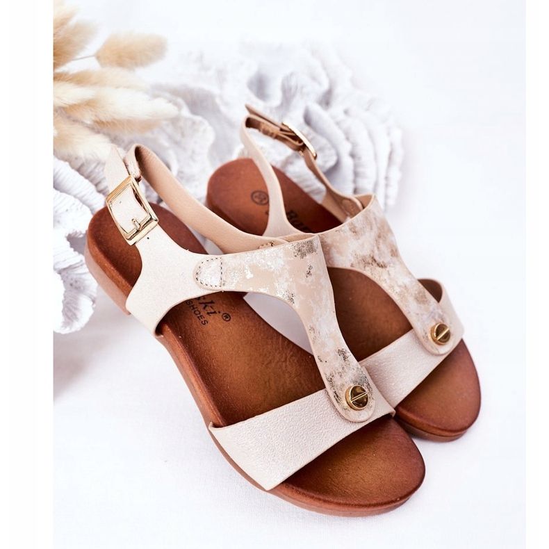 S.Barski Sandale pentru copii S. Bararski Comfort Złote alb argint de aur 2