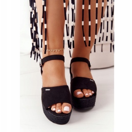 Sandale negre pe pană cu panglică Big Star FF274750 negru 1