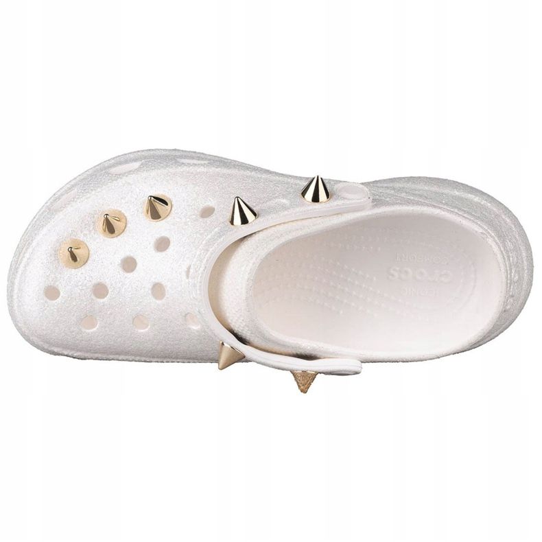 Crocs Classic Bae Glitter Stud Clog W 206783-100 alb de aur 2