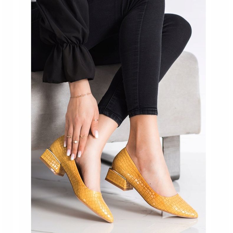 Goodin Yellow Pumps Snake Print galben 1 Goodin Yellow Pumps Snake Print galben 1