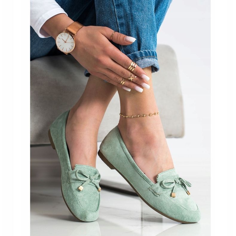 Anesia Paris Mocasini cu arc verde 2