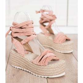 SHELOVET Sandale Espadrilles Legate roz 1