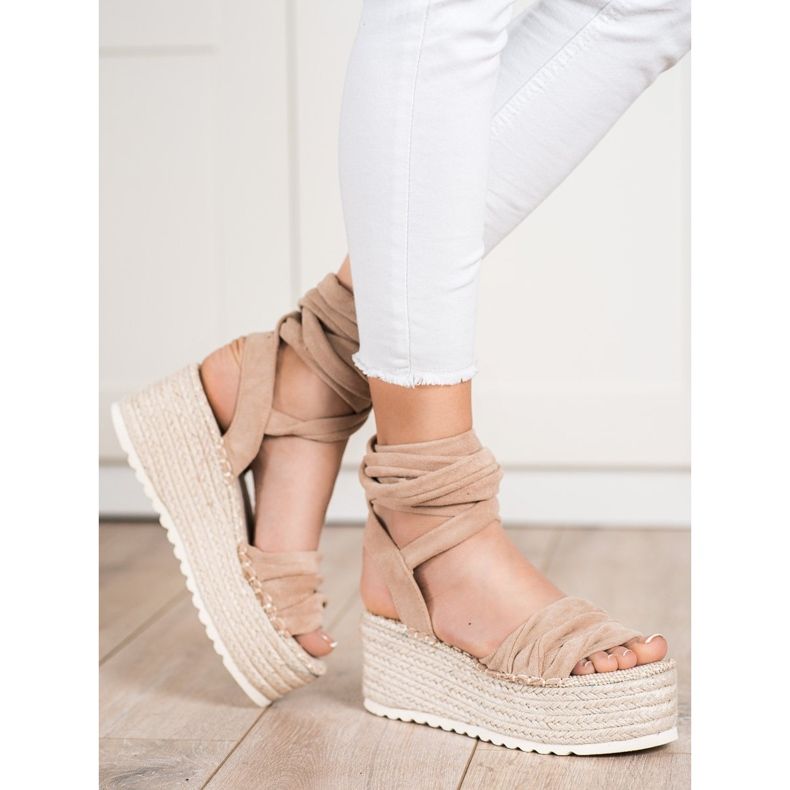 SHELOVET Sandale Espadrilles Legate bej 1