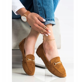 Anesia Paris Mocasini eleganți din piele de căprioară maro 2