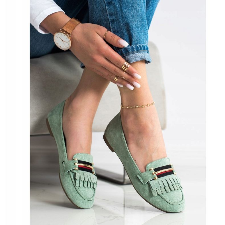 Anesia Paris Mocasini cu stil verde 2
