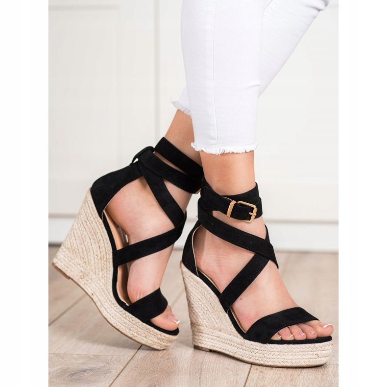 SHELOVET Sandale Espadrile Cu Cataramă negru 1 SHELOVET Sandale Espadrile Cu Cataramă negru 1