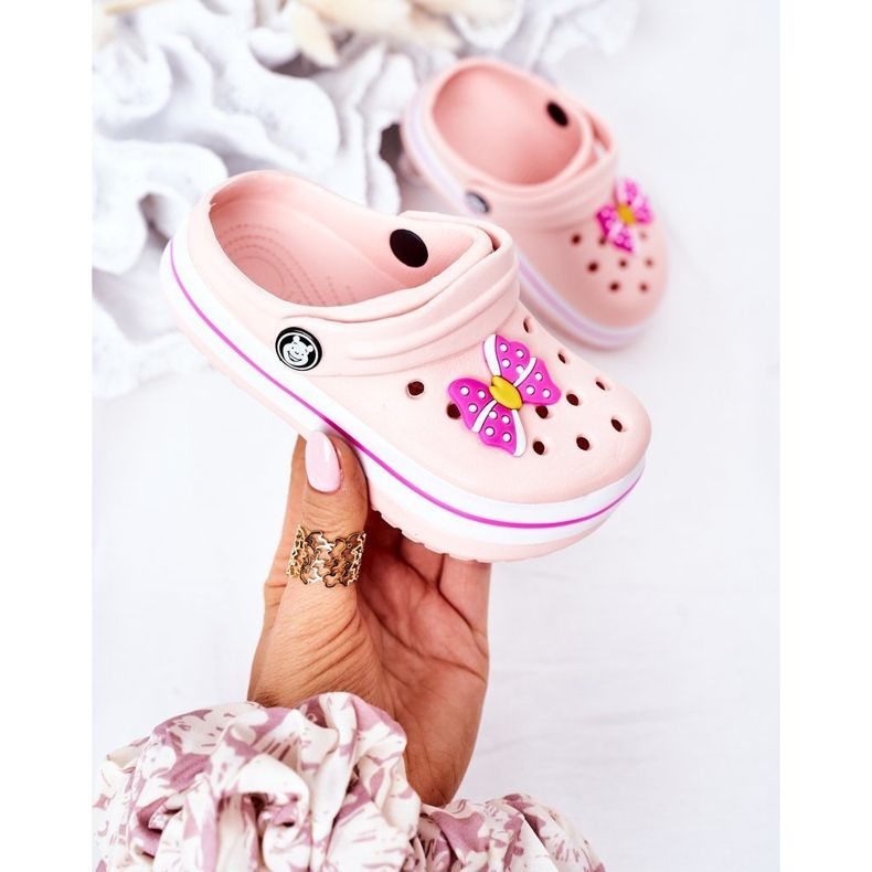 Papuci de spumă pentru copii Crocs Pink Lazy Day roz 2