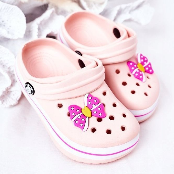 Papuci de spumă pentru copii Crocs Pink Lazy Day roz 1