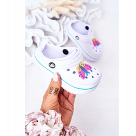 Papuci de spumă pentru copii Kroks White Lazy Day alb multicolor 3