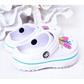Papuci de spumă pentru copii Kroks White Lazy Day alb multicolor 1