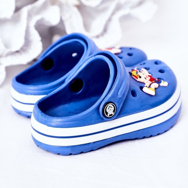 Papuci de spumă pentru copii Crocs Blue Lazy Day albastru 1
