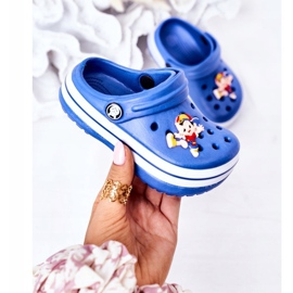 Papuci de spumă pentru copii Crocs Blue Lazy Day albastru 2