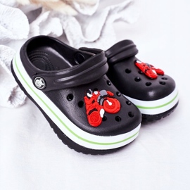 Papuci de spumă pentru copii Kroks Black Lazy Day negru multicolor 2