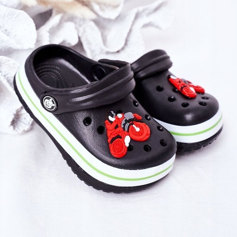 Papuci de spumă pentru copii Kroks Black Lazy Day negru multicolor 2