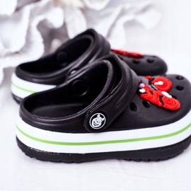 Papuci de spumă pentru copii Kroks Black Lazy Day negru multicolor 1