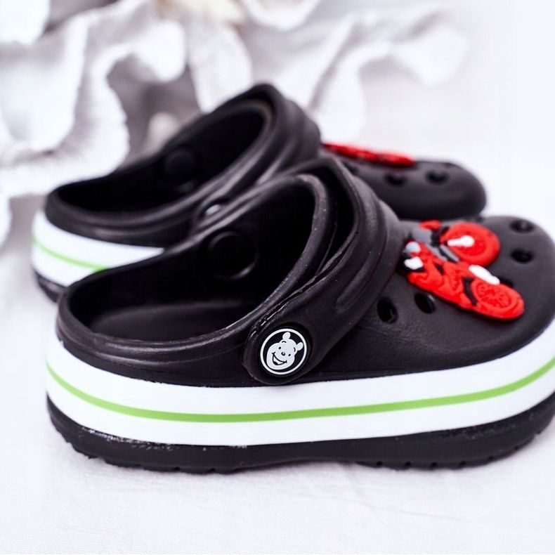 Papuci de spumă pentru copii Kroks Black Lazy Day negru multicolor 1