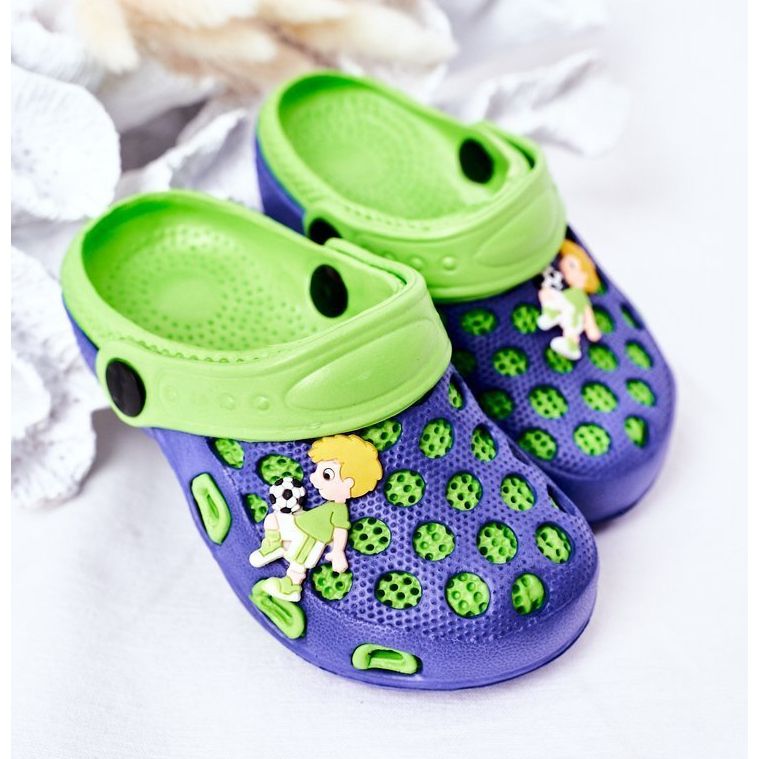 Papuci de spumă pentru copii Crocs Blue Navy-Green Jupiter albastru marin verde 2