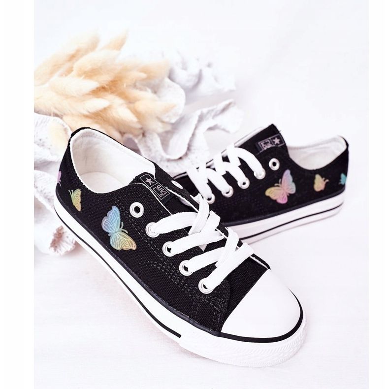 EVE Adidași pentru copii negri cu fluturi negru 1