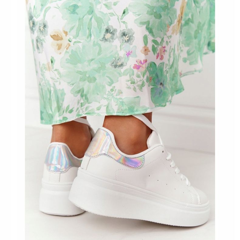 Încălțăminte sport Adidași pe platformă Alb și argintiu strălucesc strălucitor 2