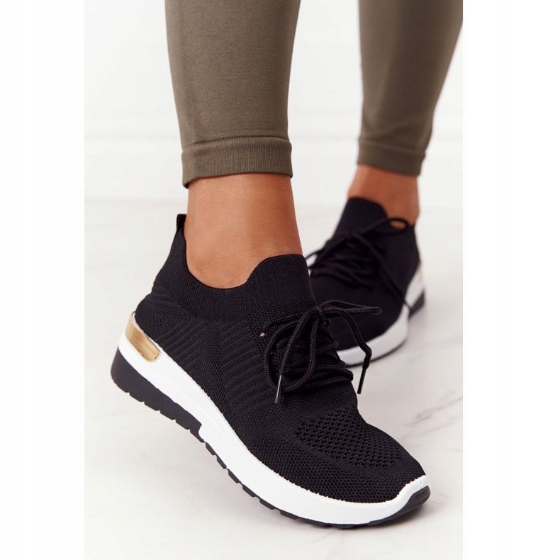 PG1 Încălțăminte sport Adidași pe pană neagră Adeyla alb negru 1