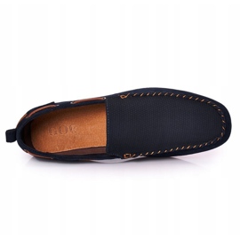 Mocasini casual din piele de căprioară GOE HH1N4019 Blue Navy maro albastru marin 1