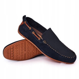 Mocasini casual din piele de căprioară GOE HH1N4019 Blue Navy maro albastru marin 2
