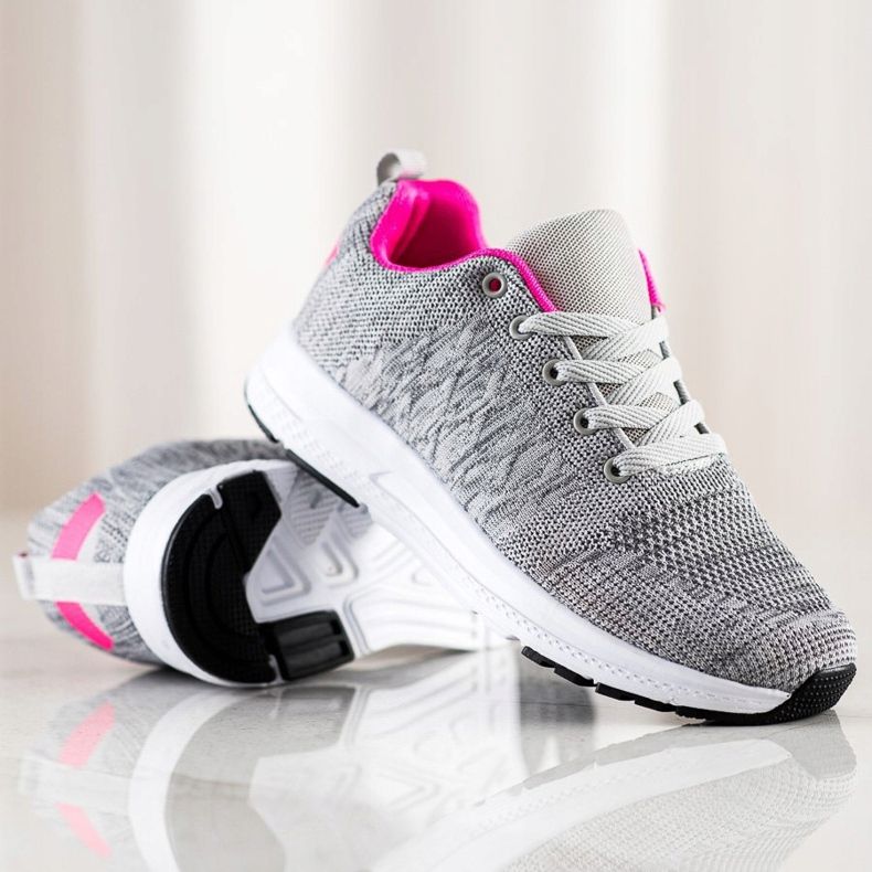 SHELOVET Adidași ușori cu dantelă gri 1