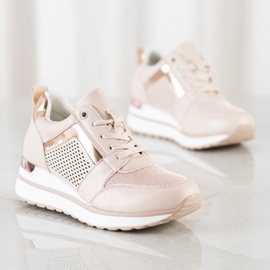 SHELOVET Adidași eleganți cu sclipici roz 1