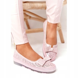 Balerini Rio Flore din piele ecologică roz 4