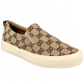 Adidași logați pentru femei Slip-On Khaki Challenge bej maro 6