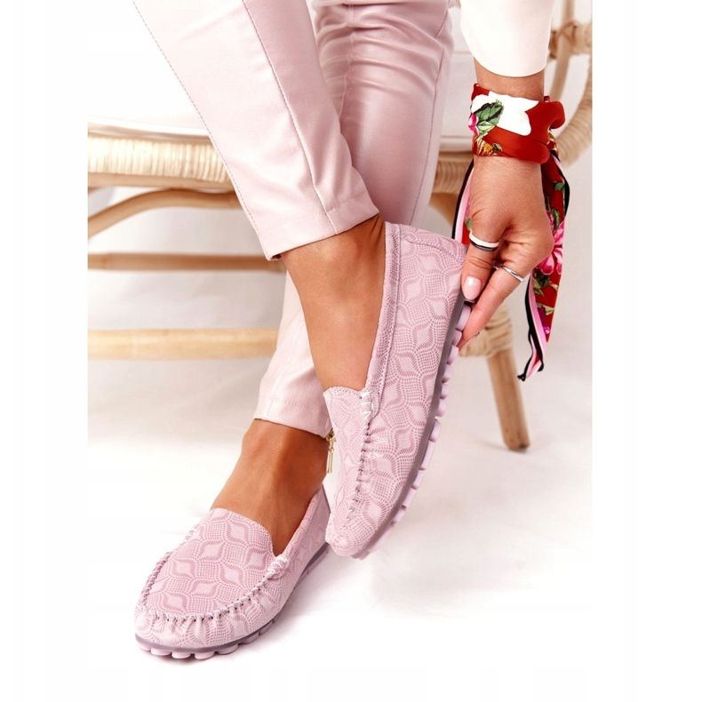 Mocasini Rio Flore din piele ecologică roz 1