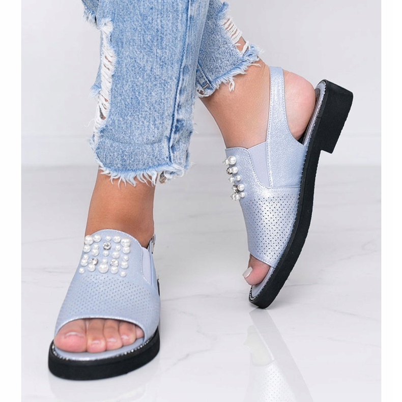 Sandale albastre cu perle Like A Woman albastru 1