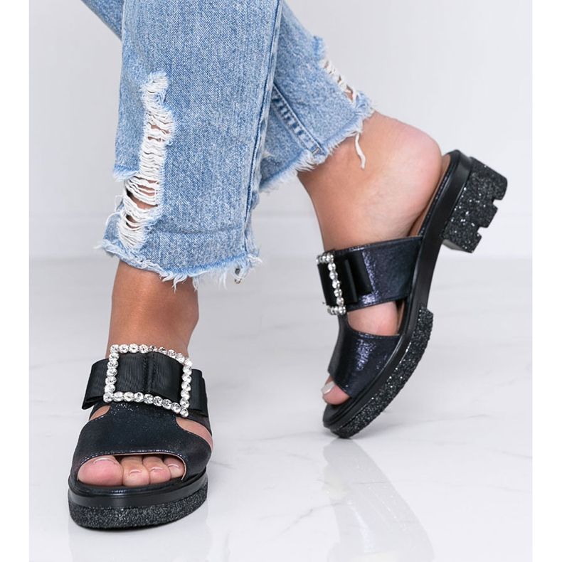 Flip flops albastru strălucitor cu cataramă Lizzy 1