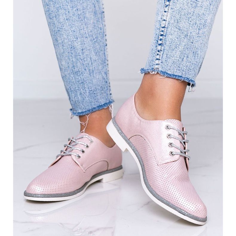 Pantofi ajurati stralucitori Kyoto roz 1