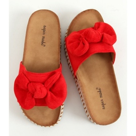 Roșu 7705 Papuci roșii pe talpa decorată roşu 1
