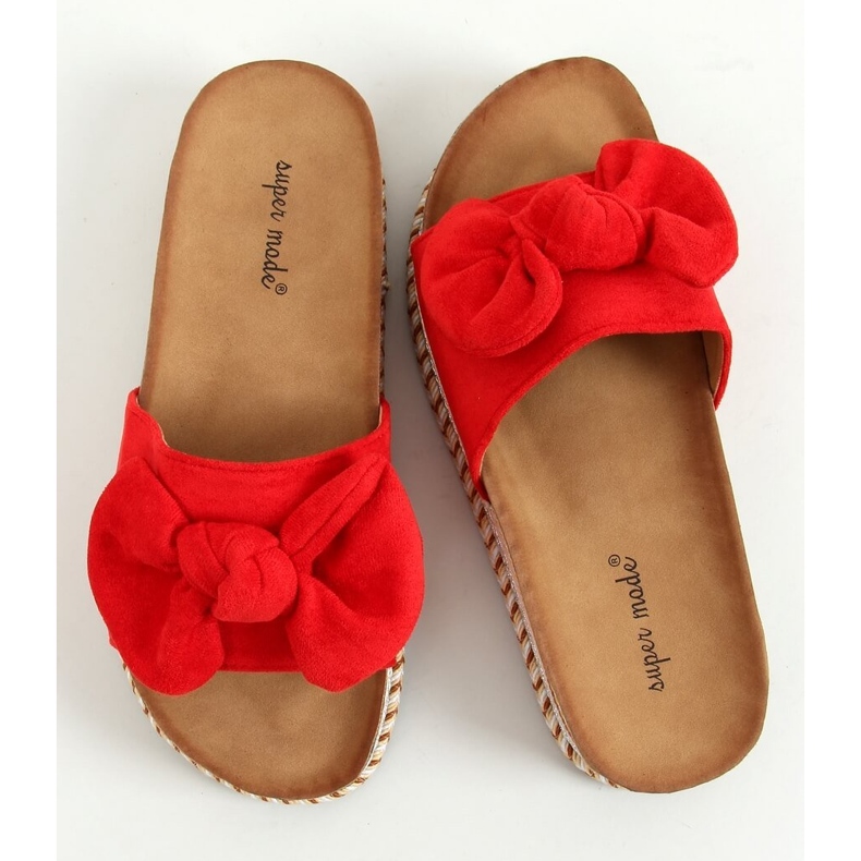 Roșu 7705 Papuci roșii pe talpa decorată roşu 1