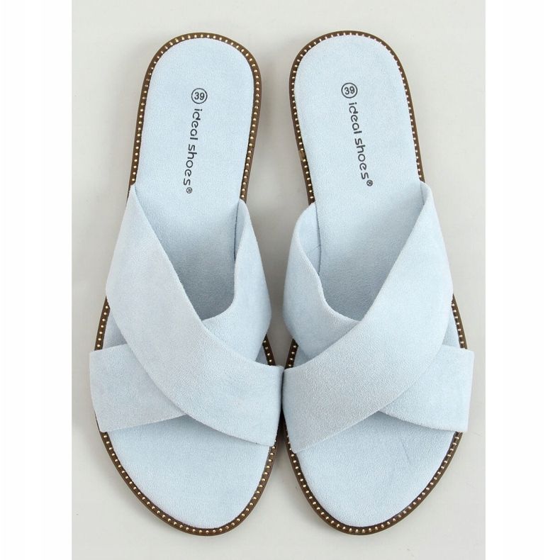 Papuci încrucișați albaștri pentru femei 5143 LT.BLUE albastru 1