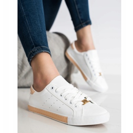 SHELOVET Adidași low-top cu piele ecologică alb 1