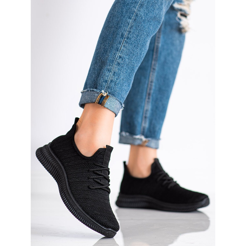 SHELOVET Pantofi sport din material textil ușor negru 2