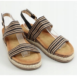 Sandale espadrile negre FD-50 Negru bej 1