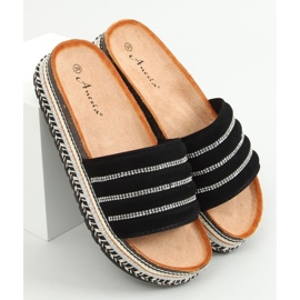 Papuci negri N-96 negri pe talpa decorată negru 1