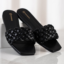 Goodin Papuci din piele ecologică împletită negru 1